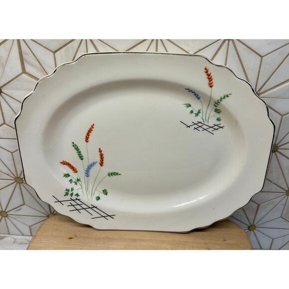 WS George Serving Platter‎ | Asian Style, Multicolor Reed, Silver Trim 11.5x8.5 - Picture 4 of 6